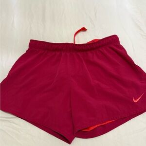 Nike Women's Crimson and Orange Athletic Shorts